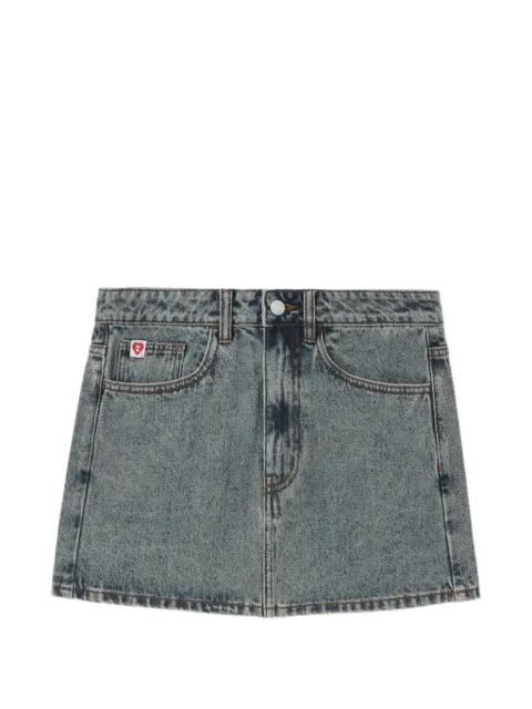 heart-motif denim mini skirt by BAPE
