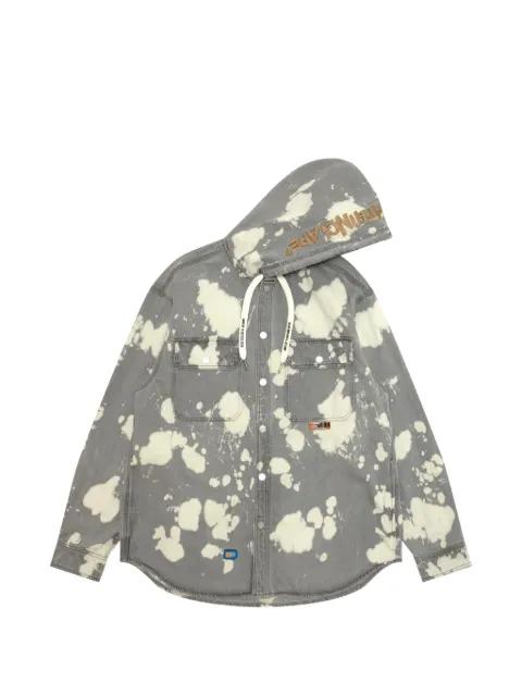 hoodied splatter-patterned shirt jacket by BAPE
