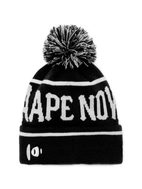 intarsia-logo beanie hat by BAPE