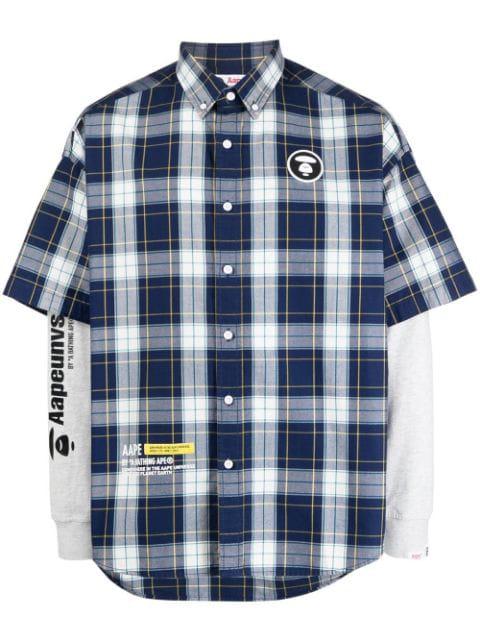 layered plaid-check print shirt by BAPE