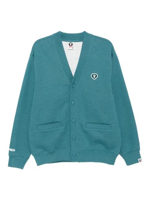 logo-appliqué button-up sweatshirt by BAPE