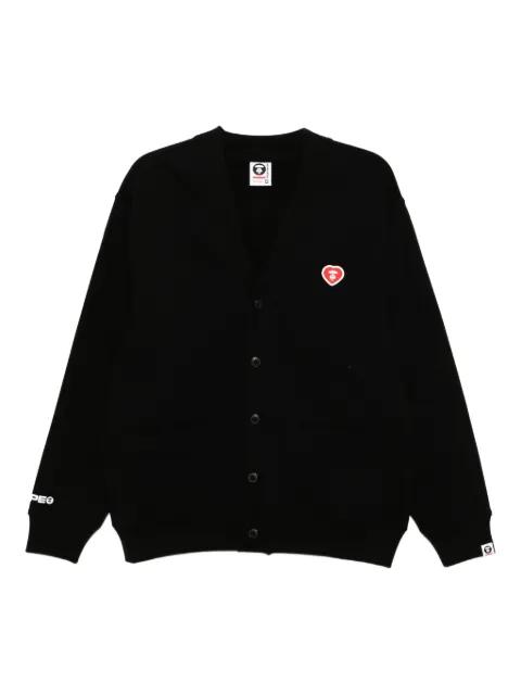 logo-appliqué button-up sweatshirt by BAPE