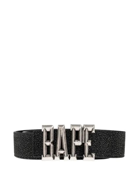 logo-buckle leather belt by BAPE