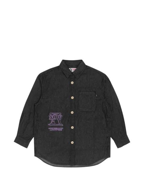 logo-embroidered button-down cotton shirt by BAPE