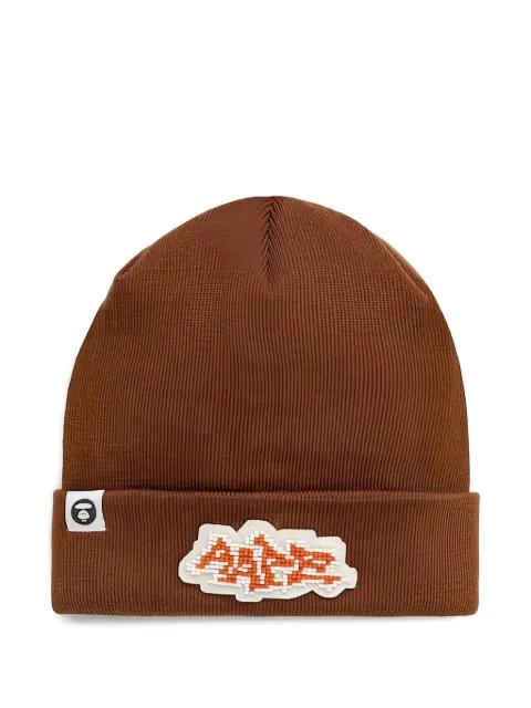 logo-patch beanie hat by BAPE