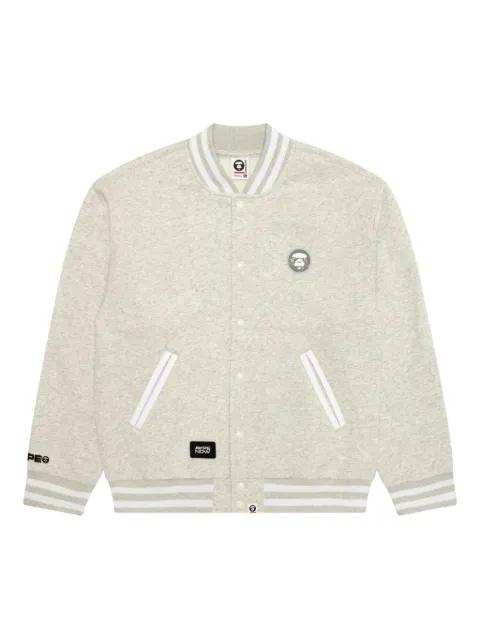 logo-patch buttoned bomber jacket by BAPE