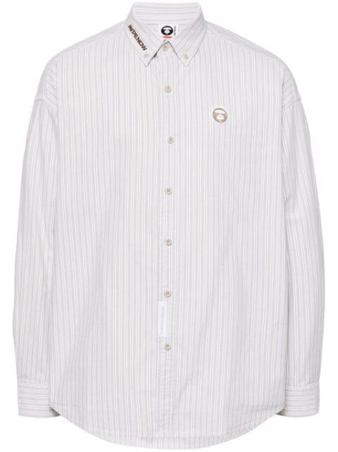 logo-patch striped shirt by BAPE