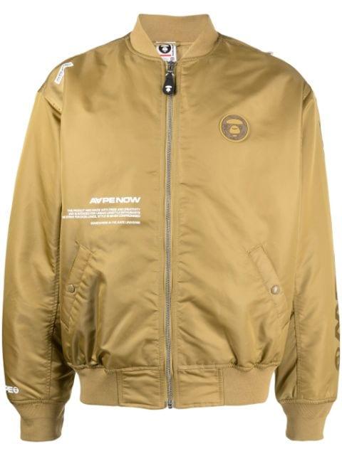 logo-patch zip-up bomber jacket by BAPE