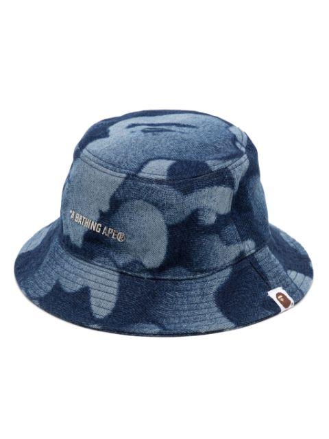 logo-plaque denim bucket hat by BAPE