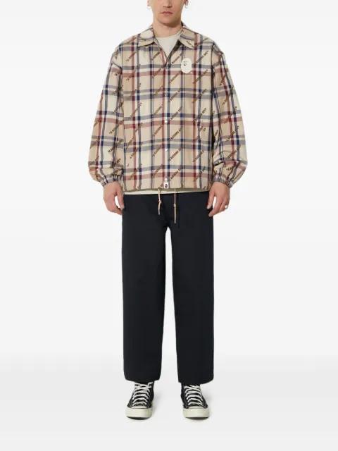 logo-plaque plaid jacket by BAPE
