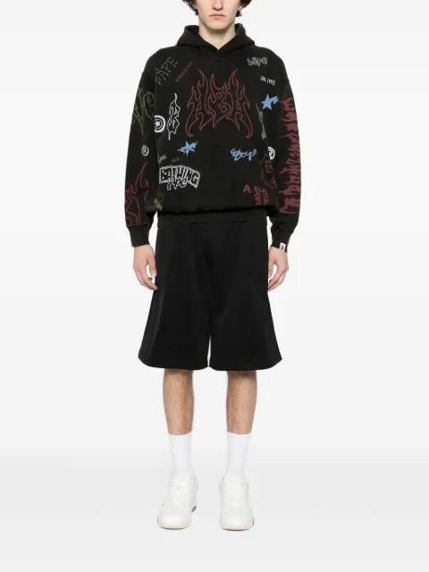 logo-print hoodie by BAPE