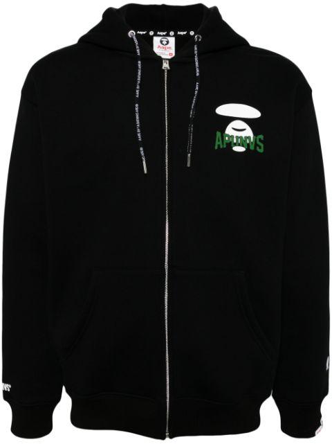 logo-print hoodied jacket by BAPE