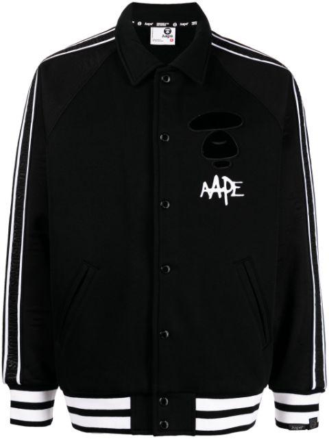 logo-print striped bomber jacket by BAPE