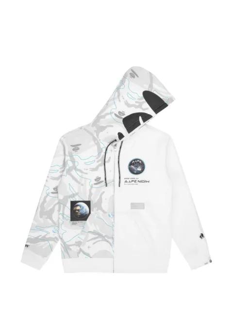 logo-print zip-up hoodie by BAPE