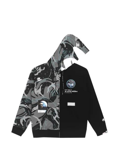 logo-print zip-up hoodie by BAPE