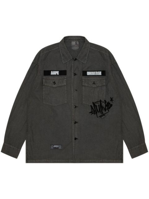 logo-tape cotton-blend shirt by BAPE