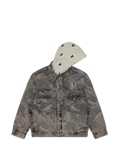 panelled hoodied denim jacket by BAPE