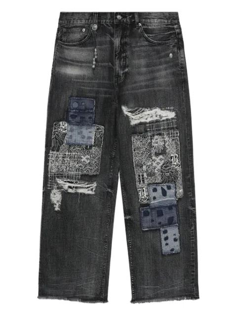 patchwork frayed loose-fit jeans by BAPE