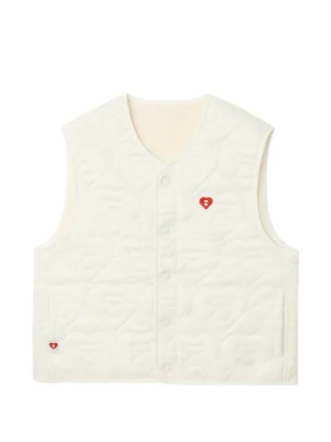 quilted heart appliqué gilet by BAPE