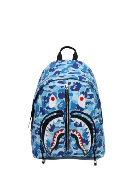 shark-motif camouflage-print backpack by BAPE