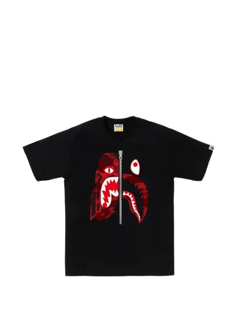 shark-print cotton T-shirt by BAPE