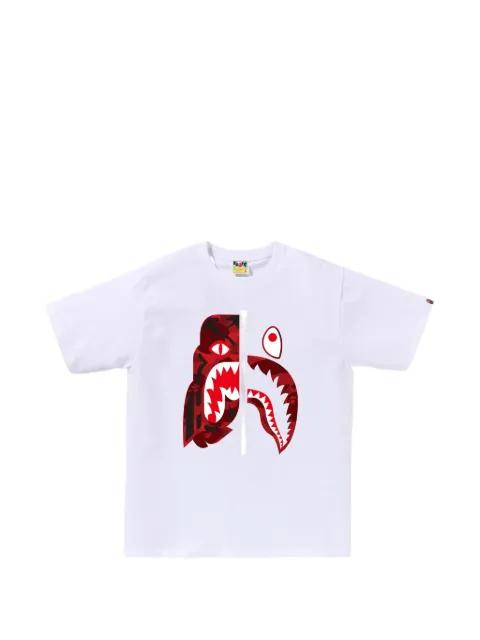 shark-print cotton T-shirt by BAPE