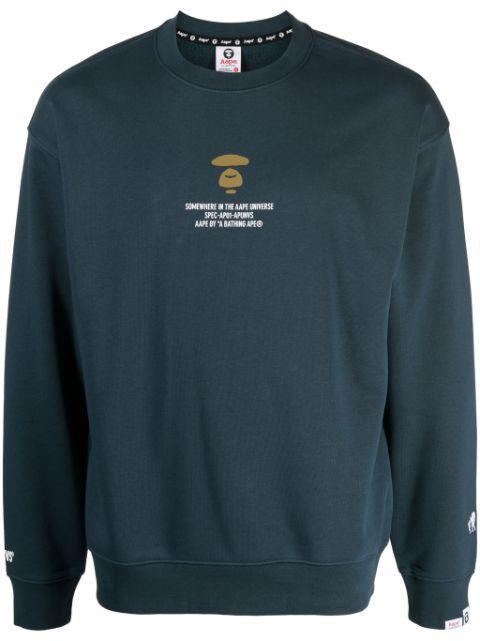 slogan-print cotton-blend sweatshirt by BAPE