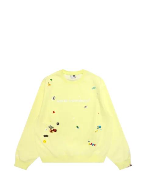 sticker-print crew-neck sweatshirt by BAPE