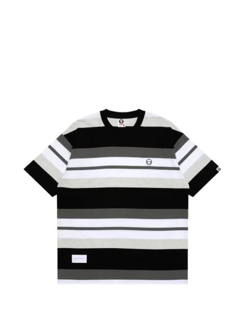 striped logo-patch T-shirt by BAPE