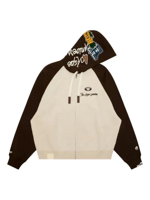 varsity-patch zip-up hoodie by BAPE