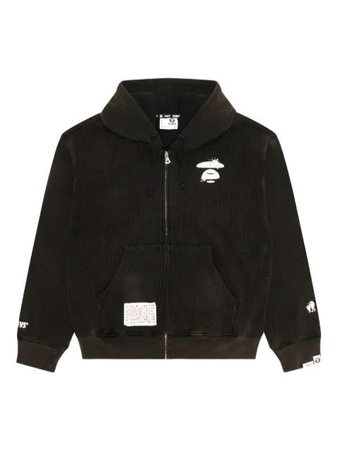 zip-fastening graphic-print hoodie by BAPE