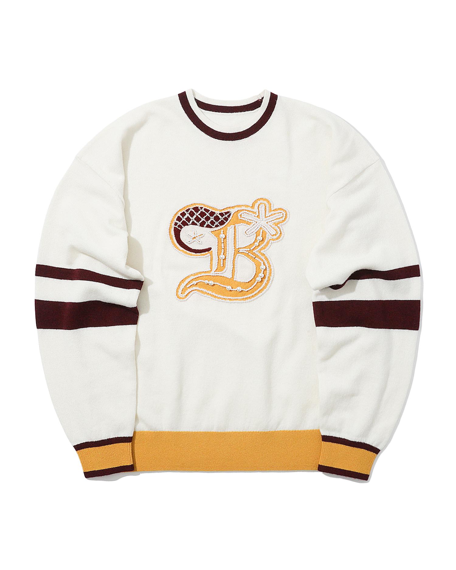 Faux pearl embellished sweater by BAPY