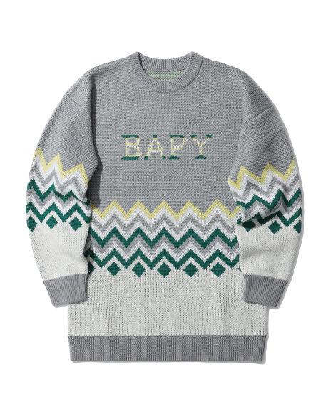 Logo zigzag knit sweater by BAPY