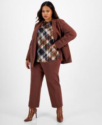 Plus Size Notched-Collar One-Button Jacket by BAR III