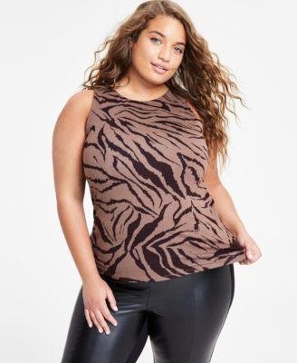 Plus Size Printed Sleeveless Jersey Top by BAR III