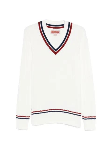 V-neck cable-knit sweater by BARACUTA