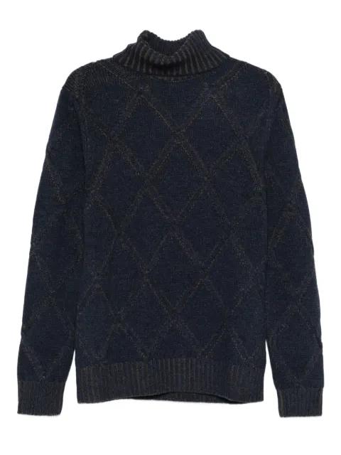 argyle-check roll neck jumper by BARBA