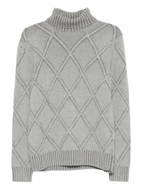 argyle-checked roll neck jumper by BARBA