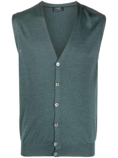 button-up virgin wool knitted vest by BARBA