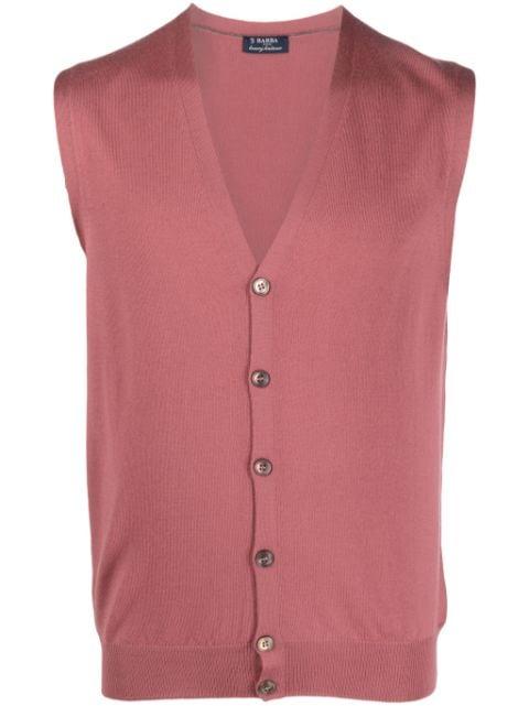 button-up virgin wool knitted vest by BARBA