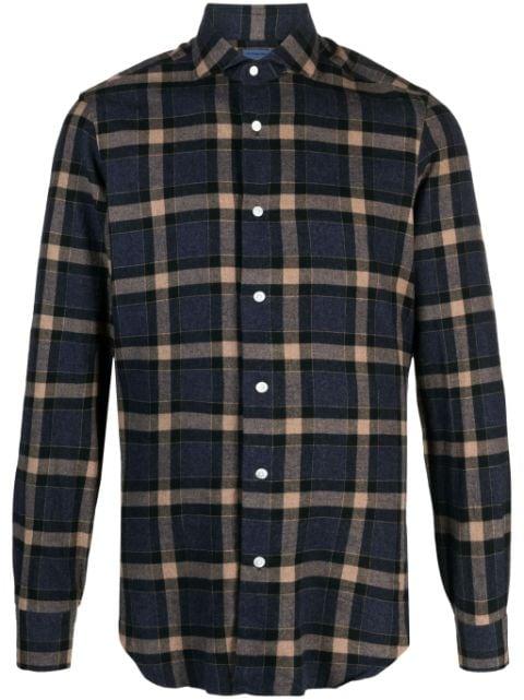 checked long-sleeve cotton shirt by BARBA