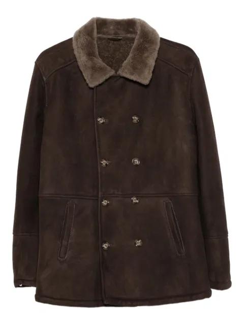 double-breasted fur-collar jacket by BARBA