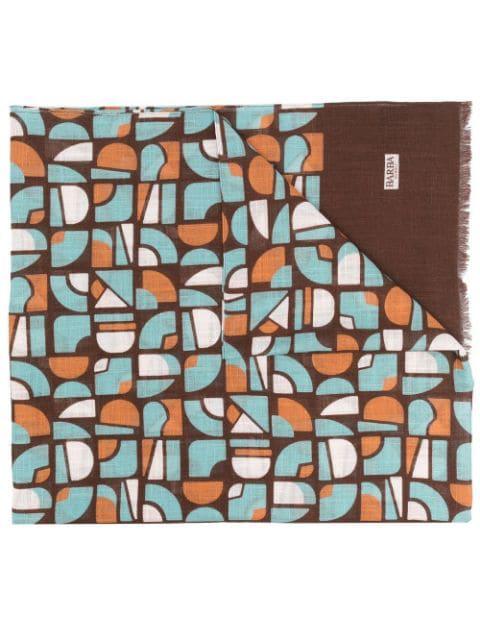 geometric-print fringed scarf by BARBA