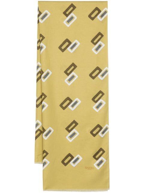 graphic-print frayed scarf by BARBA