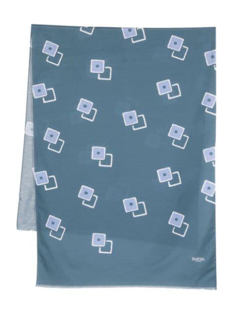 graphic-print frayed scarf by BARBA