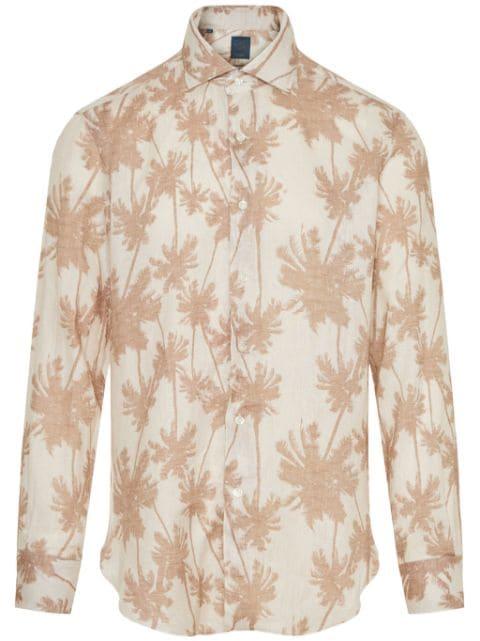 palm-tree print linen shirt by BARBA