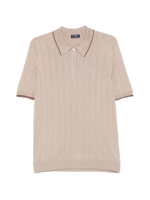 ribbed-knit half-zip polo shirt by BARBA