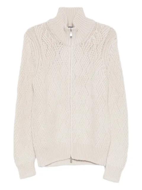 zip-up cable-knit cardigan by BARBA