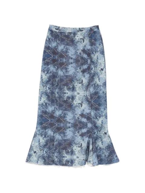 Sirena acid-wash diamond-pattern skirt by BARBARA BOLOGNA