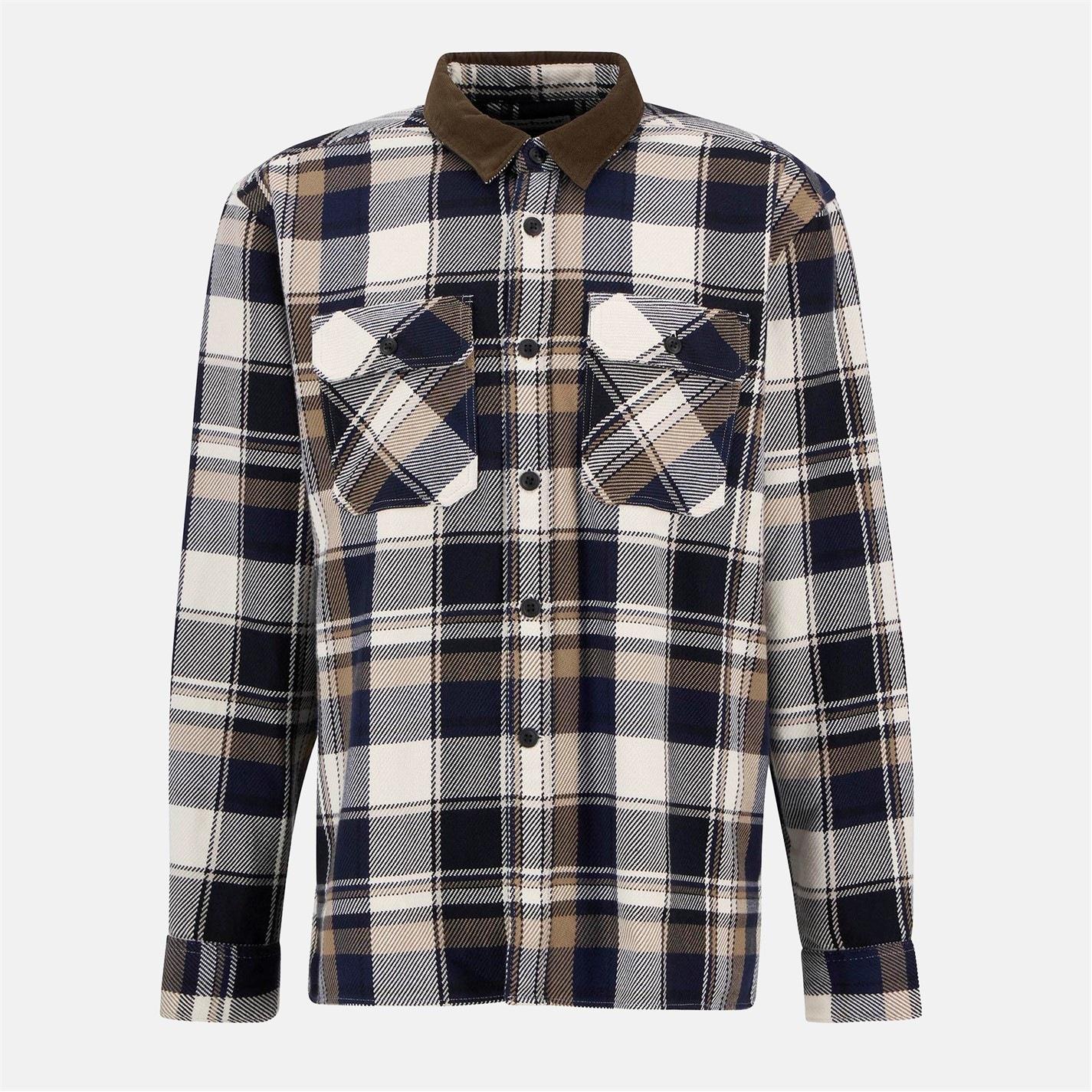 Barbour Men's Grasmoor Check Pattern Corduroy Collar Long Sleeve Overshirt by BARBOUR